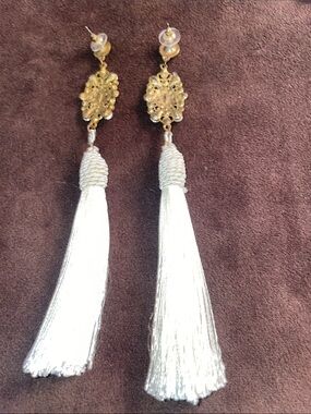 Ivory Tassel Statement Piercing Earrings